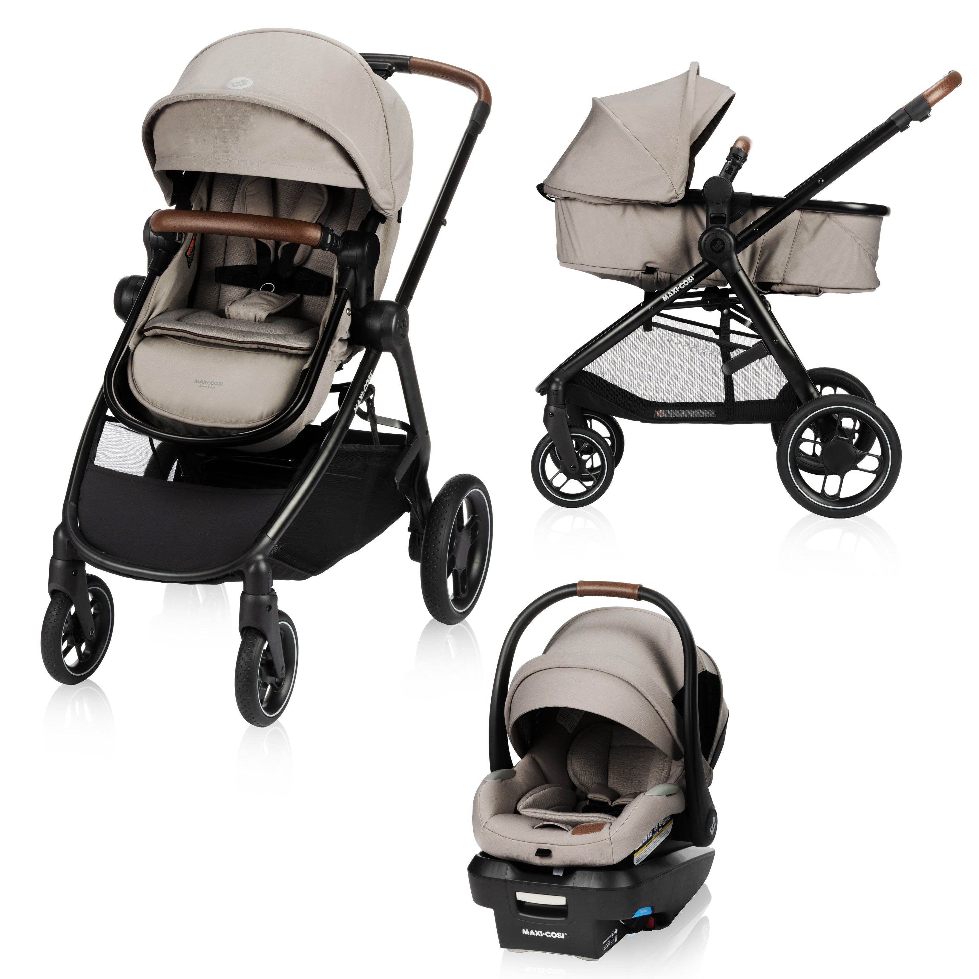 maxi cosi luxe stroller Maxi Cosi Zelia Luxe 5-in-1 Travel System (New Hope Tan)