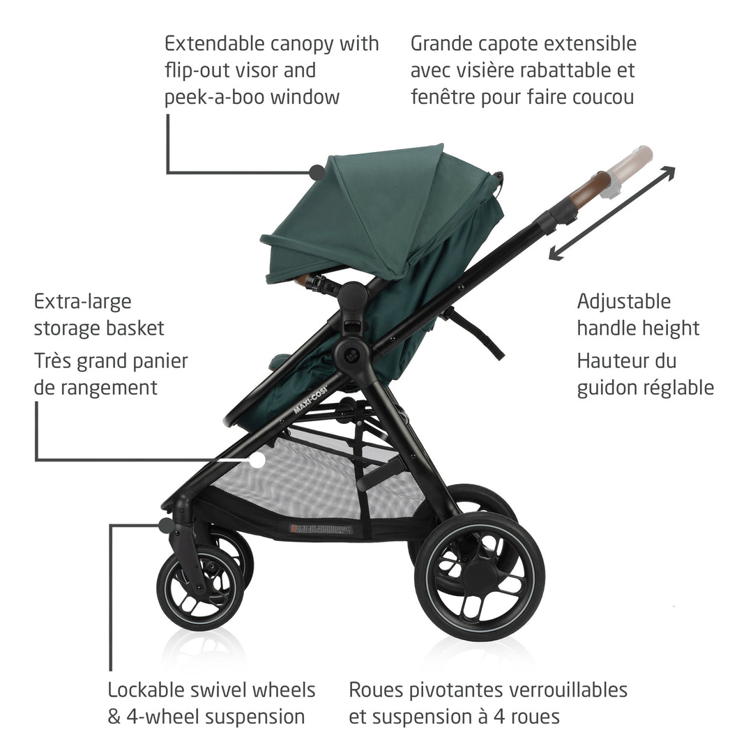 Maxi Cosi Zelia Luxe 5-in-1 Travel System (Essential Green)