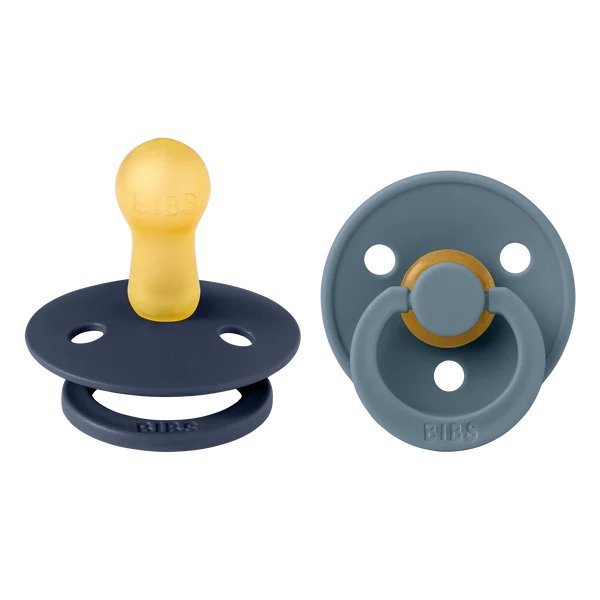 BIBS Colour Round Latex Pacifier 2pk (Deep Space/Petrol)