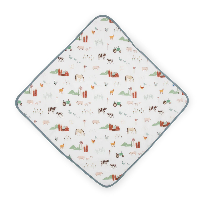 Little Unicorn Infant Hooded Towel (Farmyard)-Bath-Little Unicorn-031772 FYD-babyandme.ca