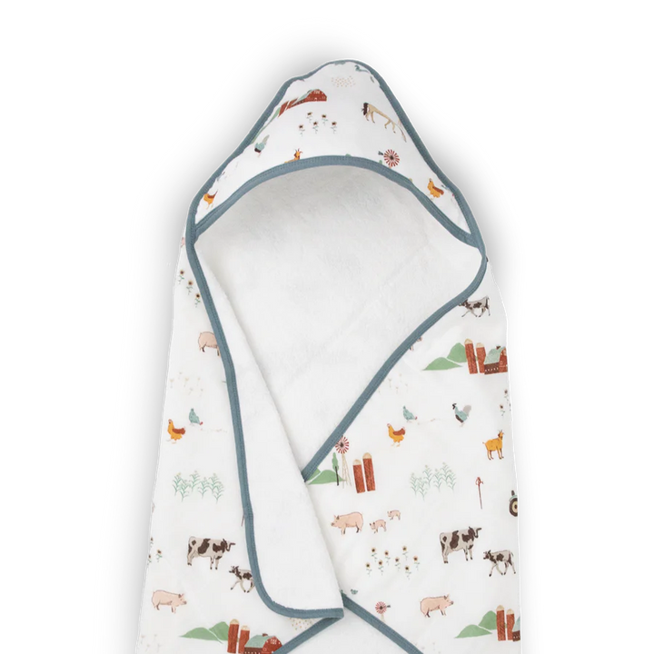 Little Unicorn Infant Hooded Towel (Farmyard)-Bath-Little Unicorn-031772 FYD-babyandme.ca