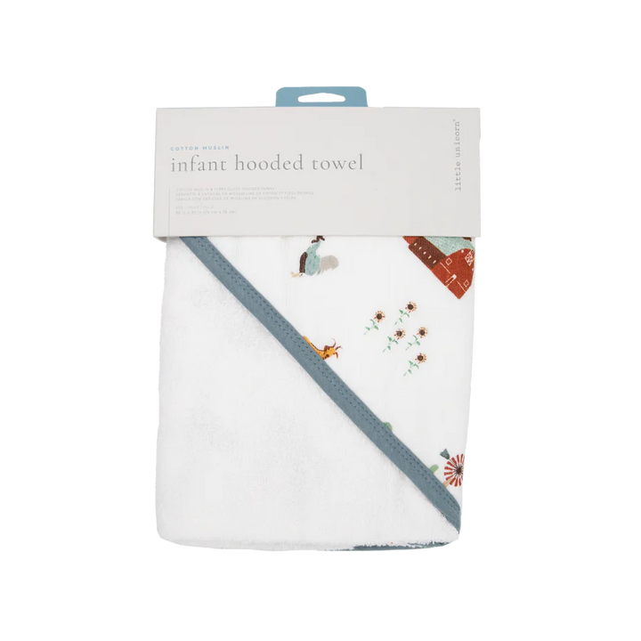 Little Unicorn Infant Hooded Towel (Farmyard)-Bath-Little Unicorn-031772 FYD-babyandme.ca