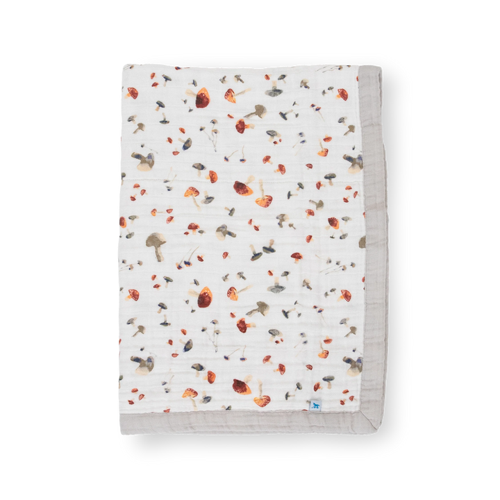 Little Unicorn Cotton Muslin Baby Quilt (Mushrooms)
