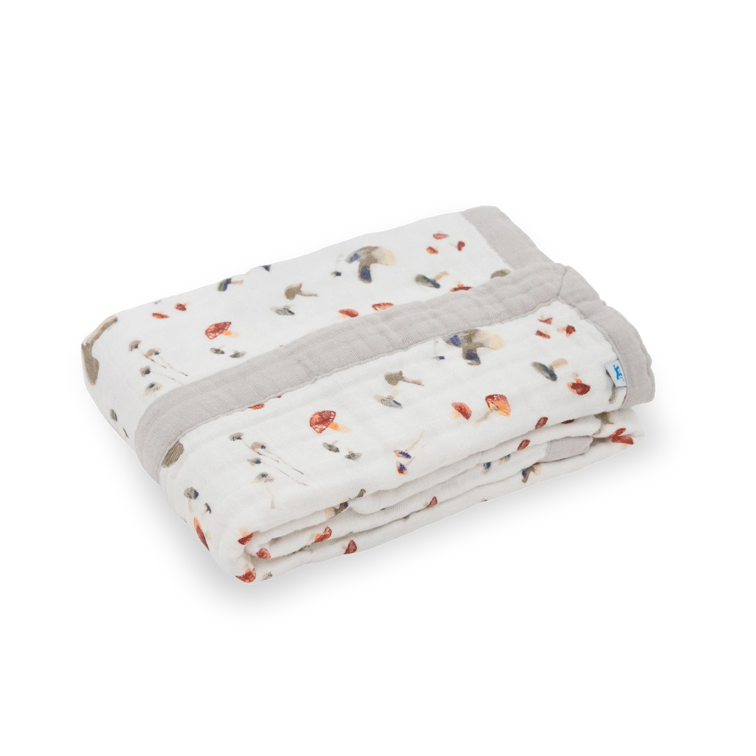 Little Unicorn Cotton Muslin Baby Quilt (Mushrooms)