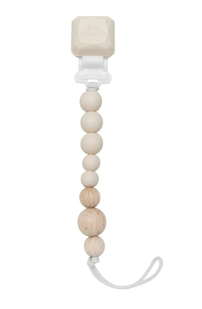 LouLou LOLLIPOP Colour Pop Silicone & Wood Pacifier Clip (Coconut Milk)