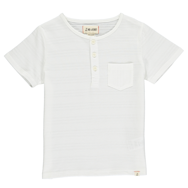 Me & Henry Dodger Henley (White Ribbed)-Apparel-Me & Henry--babyandme.ca