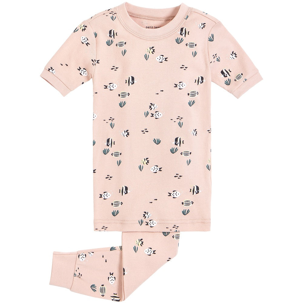 Petit Lem 51434 Short Sleeve Pajama Set (Barely Pink Tropical Fish)-Apparel-Petit Lem--babyandme.ca