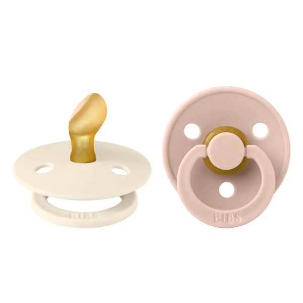 BIBS Colour Anatomical Latex Pacifier 2-Pack (Ivory/Blush)