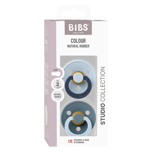 BIBS Studio Colour Latex Fusion Pacifier 2pk (Baby Blue/Petrol)