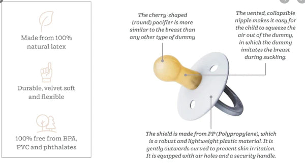 BIBS Colour Round Latex Pacifier 2pk (Black/White)