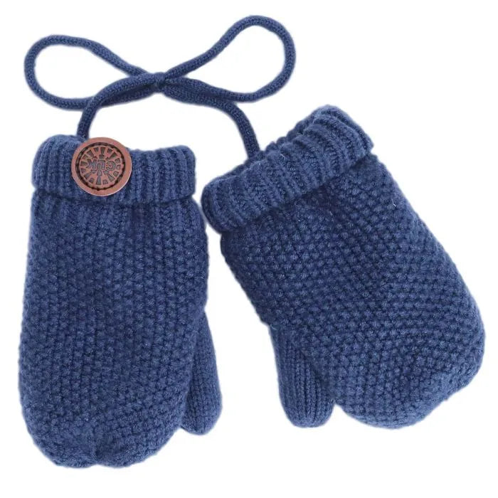 Calikids W2450 Soft Touch Knit Corded Mittens (Blue)