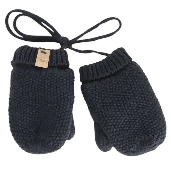 Calikids W2450 Soft Touch Knit Corded Mittens (Black Ink)