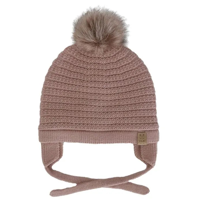 Calikids W2500 Soft Touch Knit Pom-Pom Hat (Rose Dust)