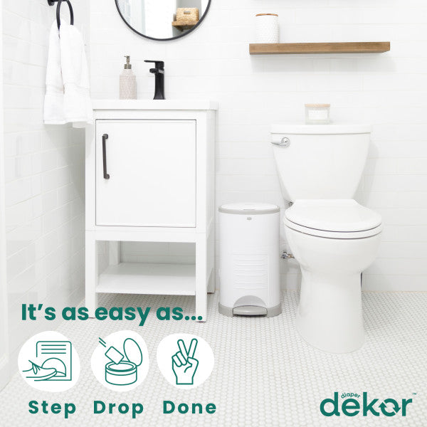 Dekor Eko Mini Hands-Free Diaper Pail (White)