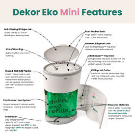 Dekor Eko Mini Hands-Free Diaper Pail (White)