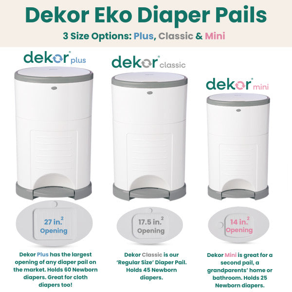 Dekor Eko Mini Hands-Free Diaper Pail (White)