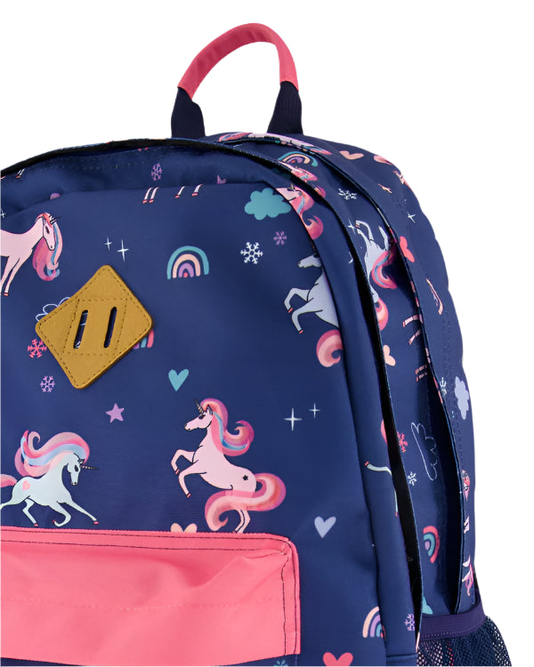 Deux par Deux Kids Backpack (Navy Unicorns)