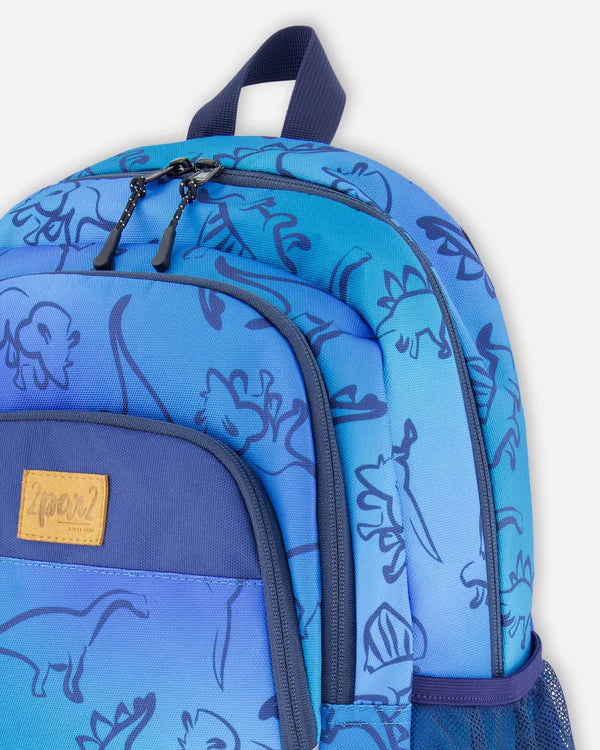 Deux par Deux Little Kids Backpack (Blue Gradient Dinos)