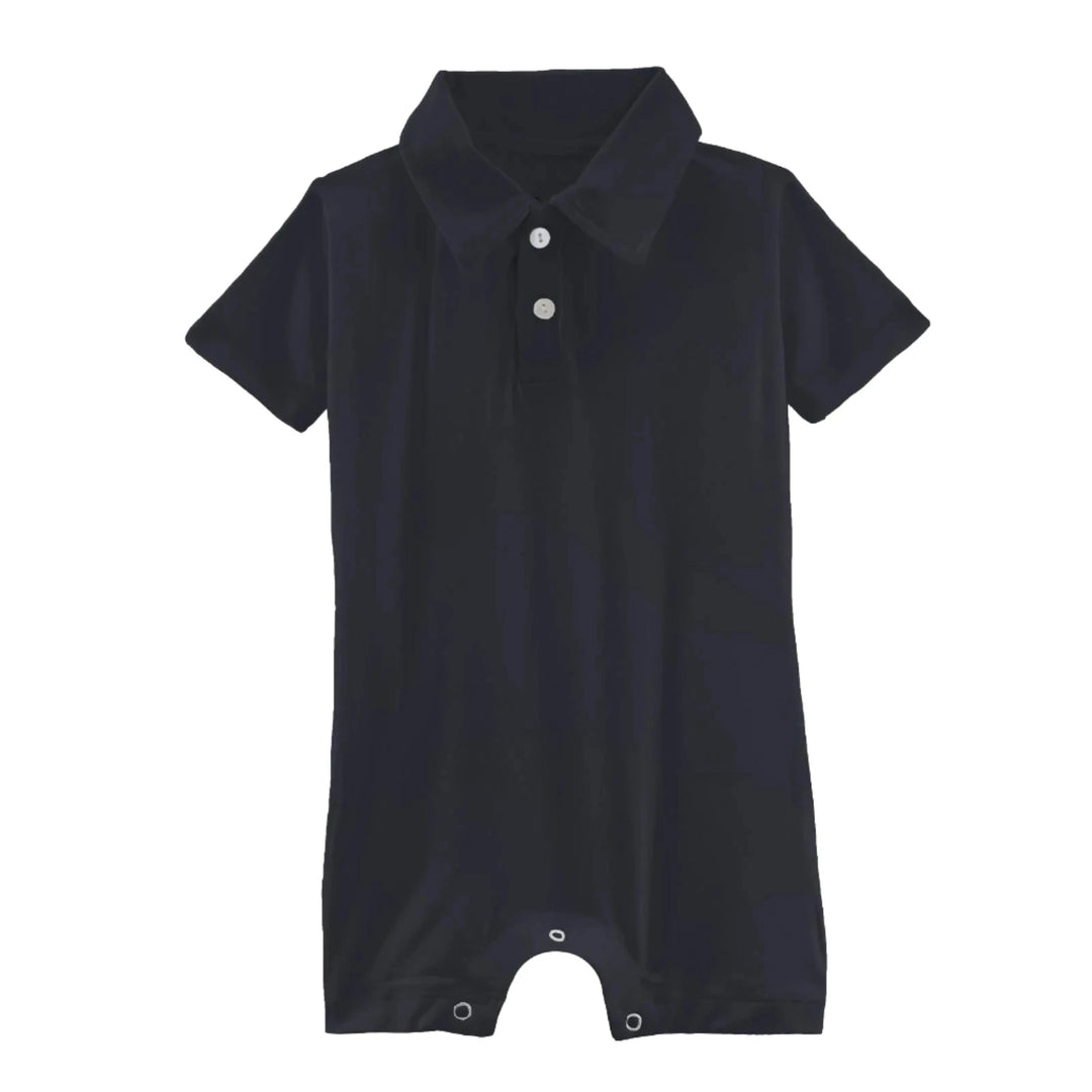 Kickee Pants Short Sleeve Polo Romper (Deep Space)