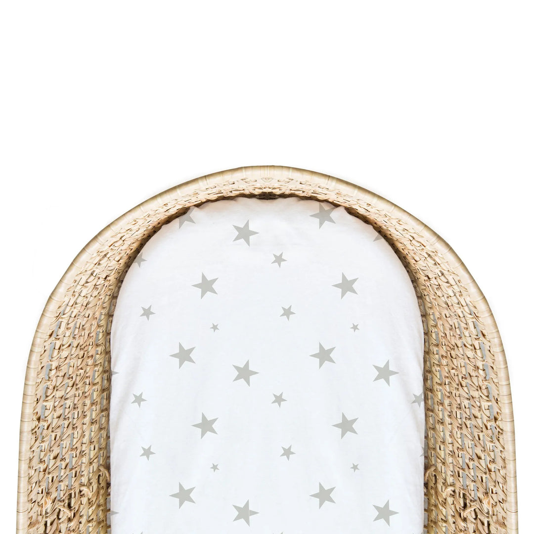 Kushies Organic Jersey Bassinet Sheet (Grey Stars)