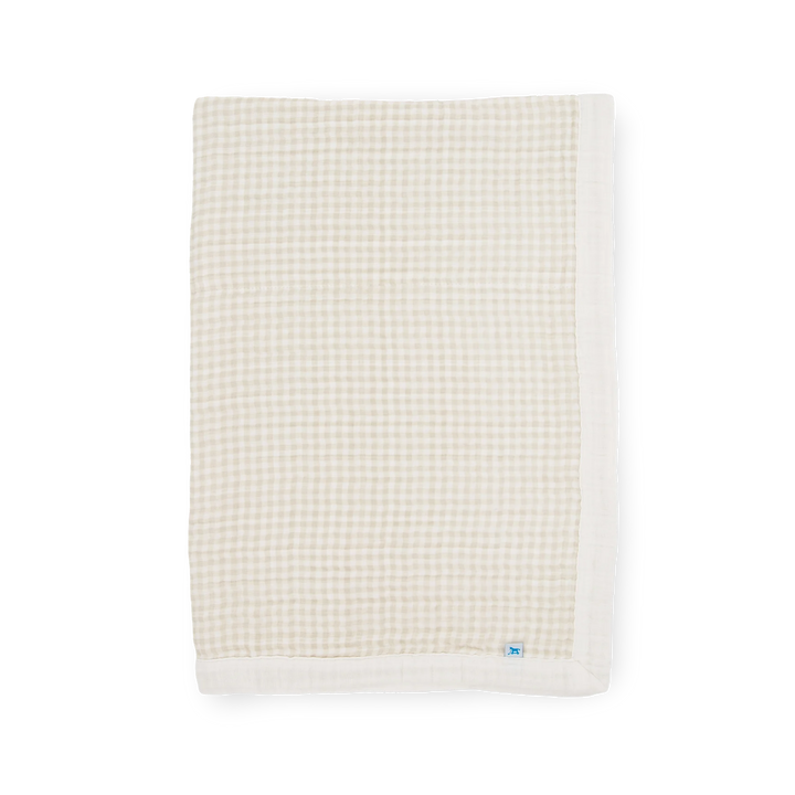 Little Unicorn Cotton Muslin Baby Quilt (Tan Gingham)