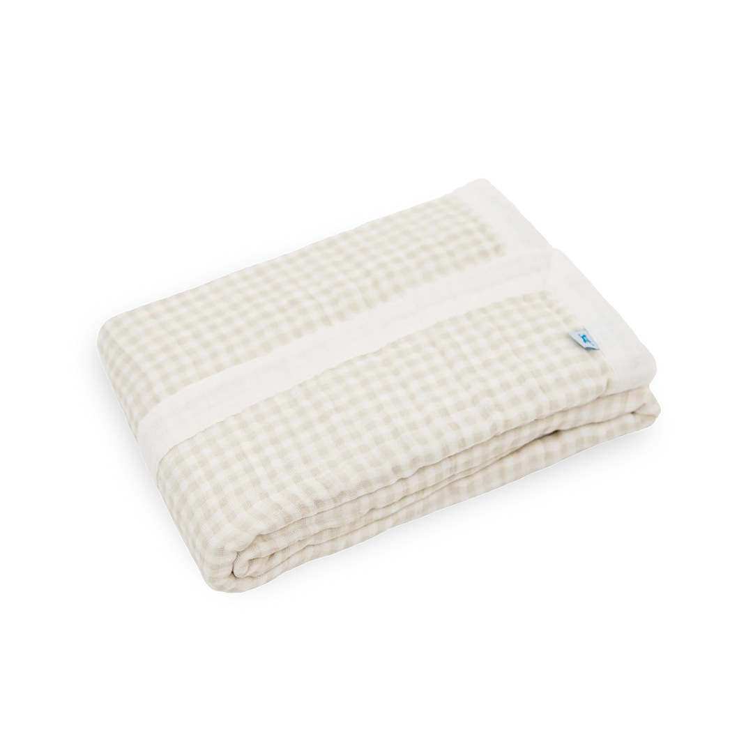 Little Unicorn Cotton Muslin Baby Quilt (Tan Gingham)
