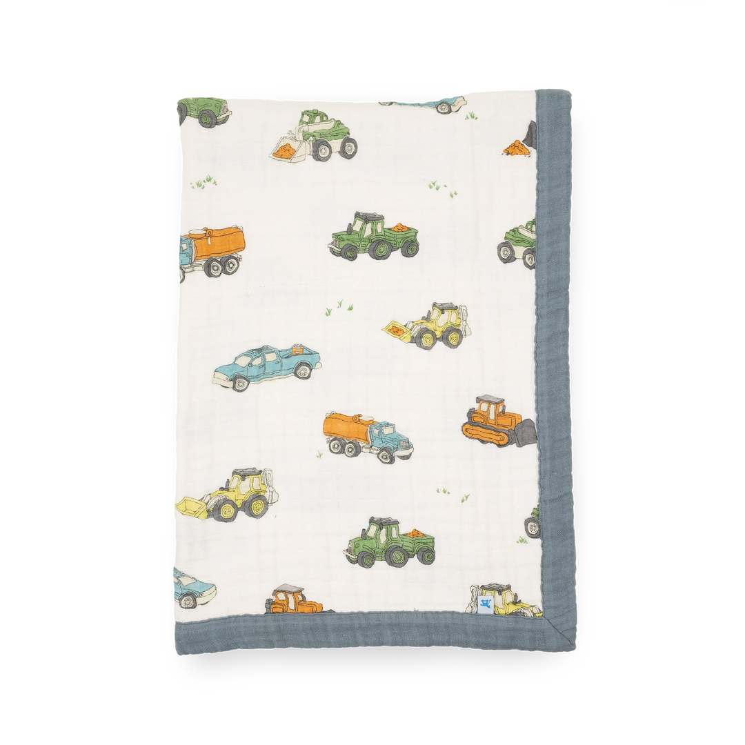 Little Unicorn Cotton Muslin Baby Quilt (Work Trucks)