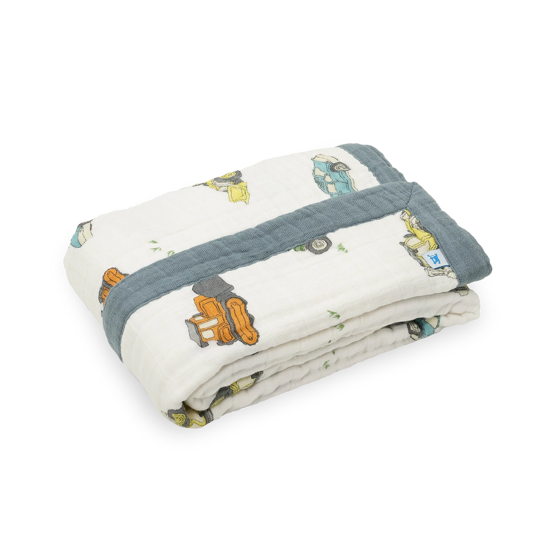 Little Unicorn Cotton Muslin Baby Quilt (Work Trucks)