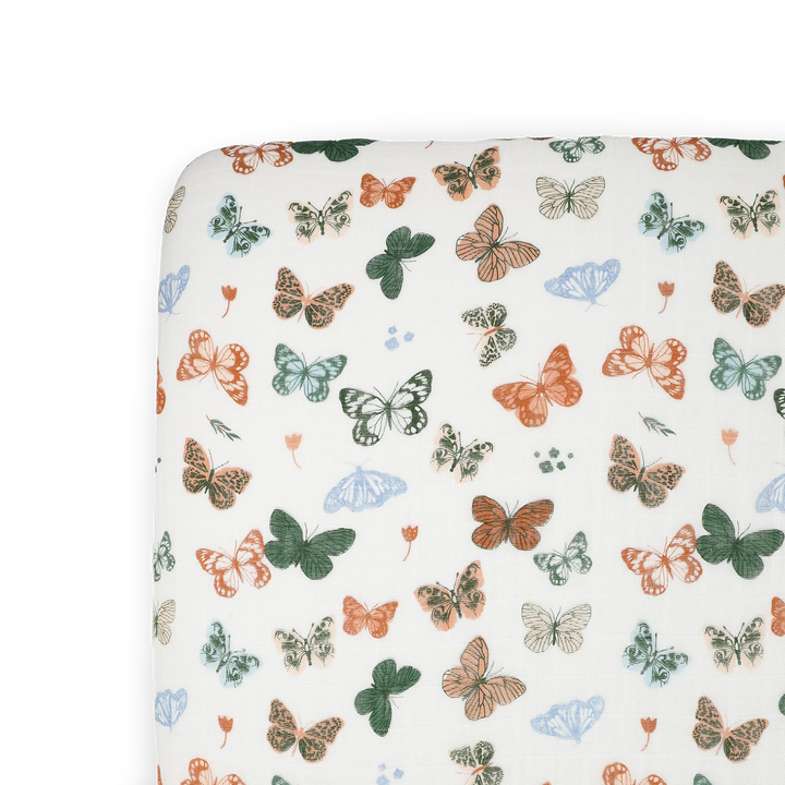 Little Unicorn Cotton Muslin Crib Sheet (Butterflies)