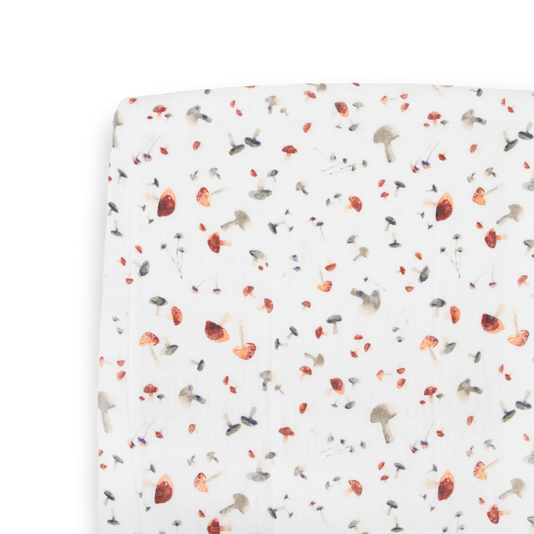 Little Unicorn Cotton Muslin Crib Sheet (Mushrooms)