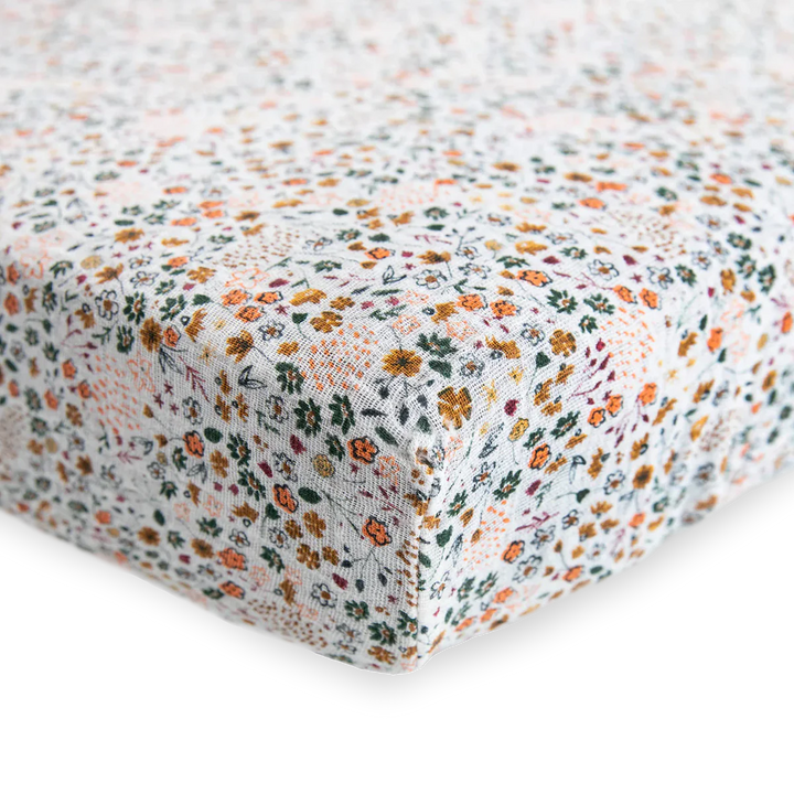 Little Unicorn Cotton Muslin Crib Sheet (Pressed Petals)