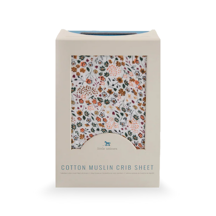 Little Unicorn Cotton Muslin Crib Sheet (Pressed Petals)