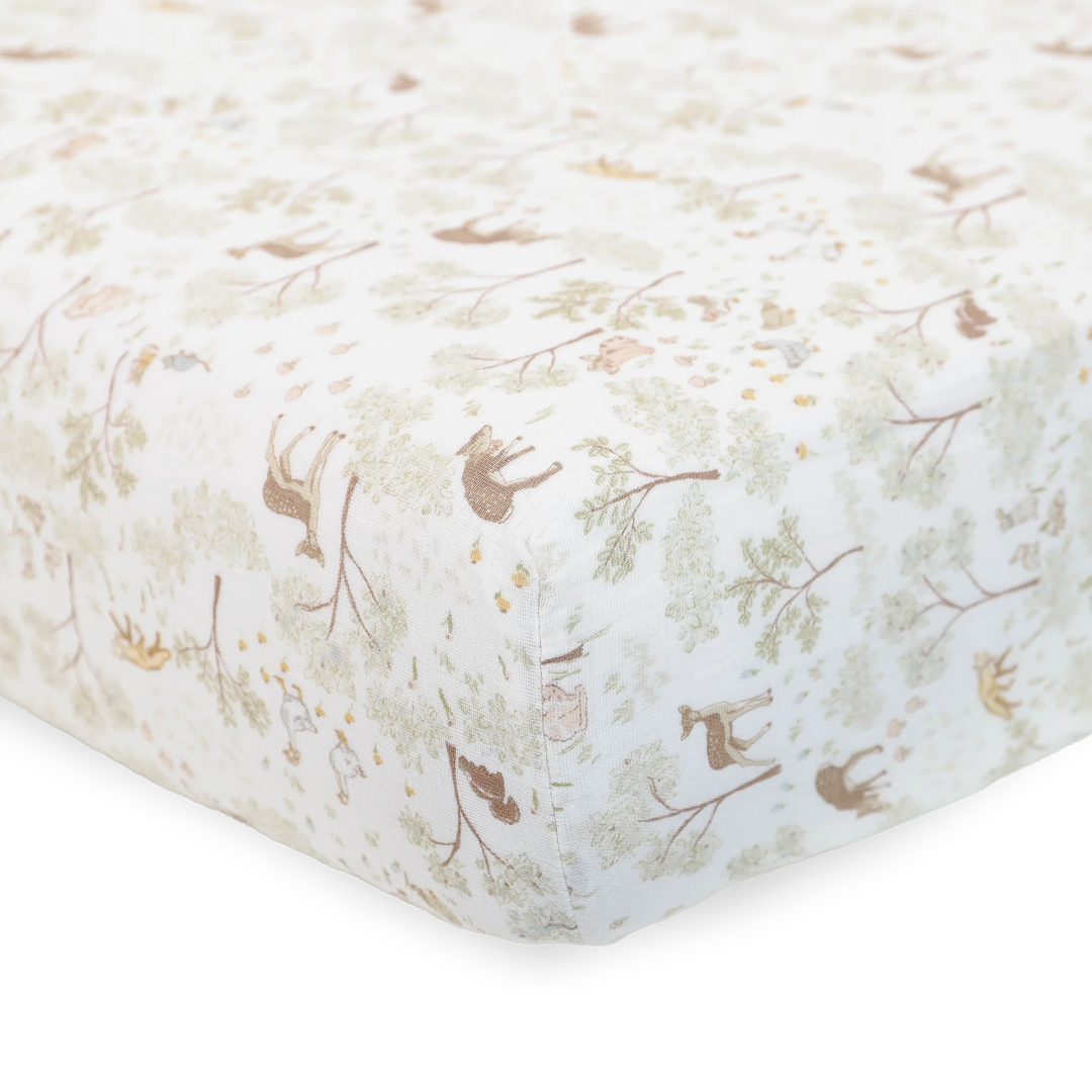 Little Unicorn Cotton Muslin Crib Sheet (Woodland Friends)