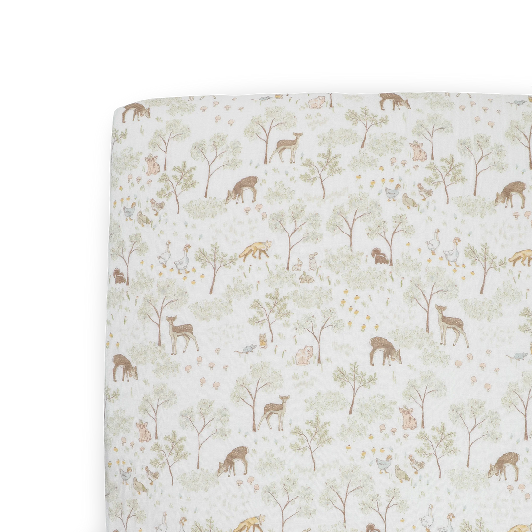 Little Unicorn Cotton Muslin Crib Sheet (Woodland Friends)
