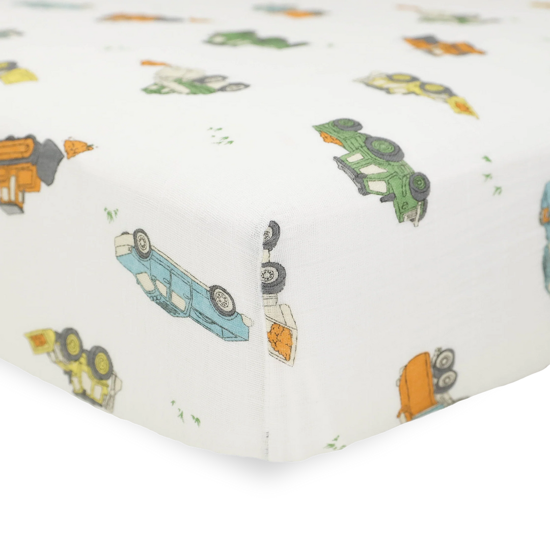 Little Unicorn Cotton Muslin Crib Sheet (Work Trucks)