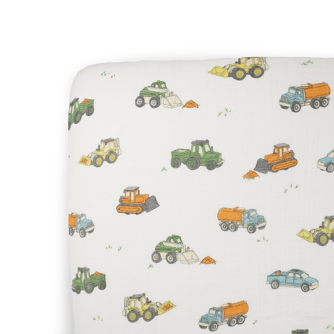 Little Unicorn Cotton Muslin Crib Sheet (Work Trucks)