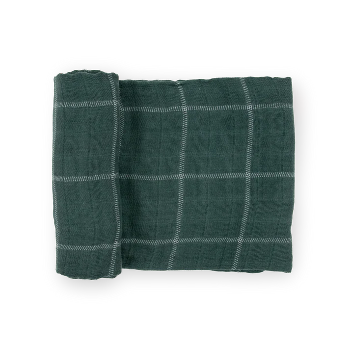 Little Unicorn Cotton Muslin Swaddle Evergreen Plaid