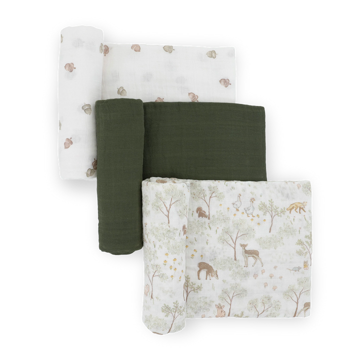 Little Unicorn Cotton Muslin Swaddle Set (Woodland Friends)