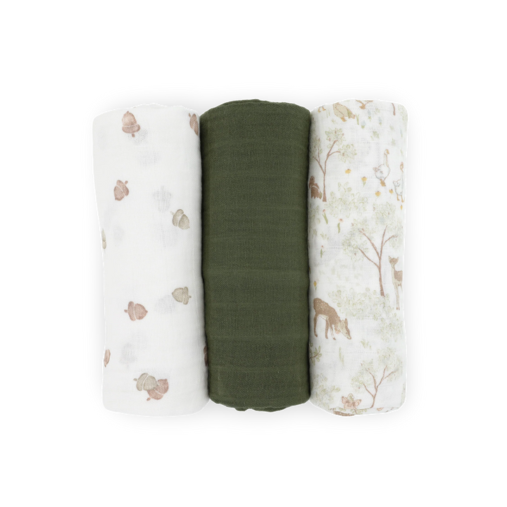 Little Unicorn Cotton Muslin Swaddle Set (Woodland Friends)