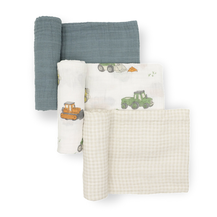 Little Unicorn Cotton Muslin Swaddle Set (Work Trucks)