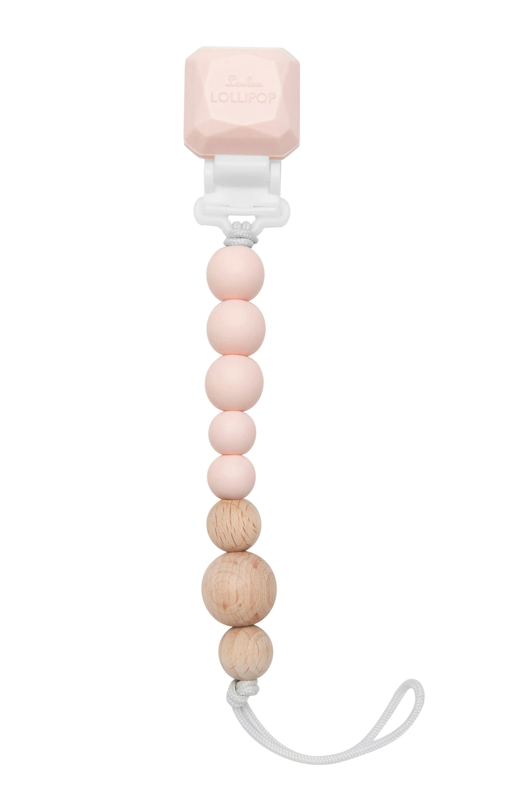 LouLou LOLLIPOP Colour Pop Silicone & Wood Pacifier Clip (Rose Quartz)