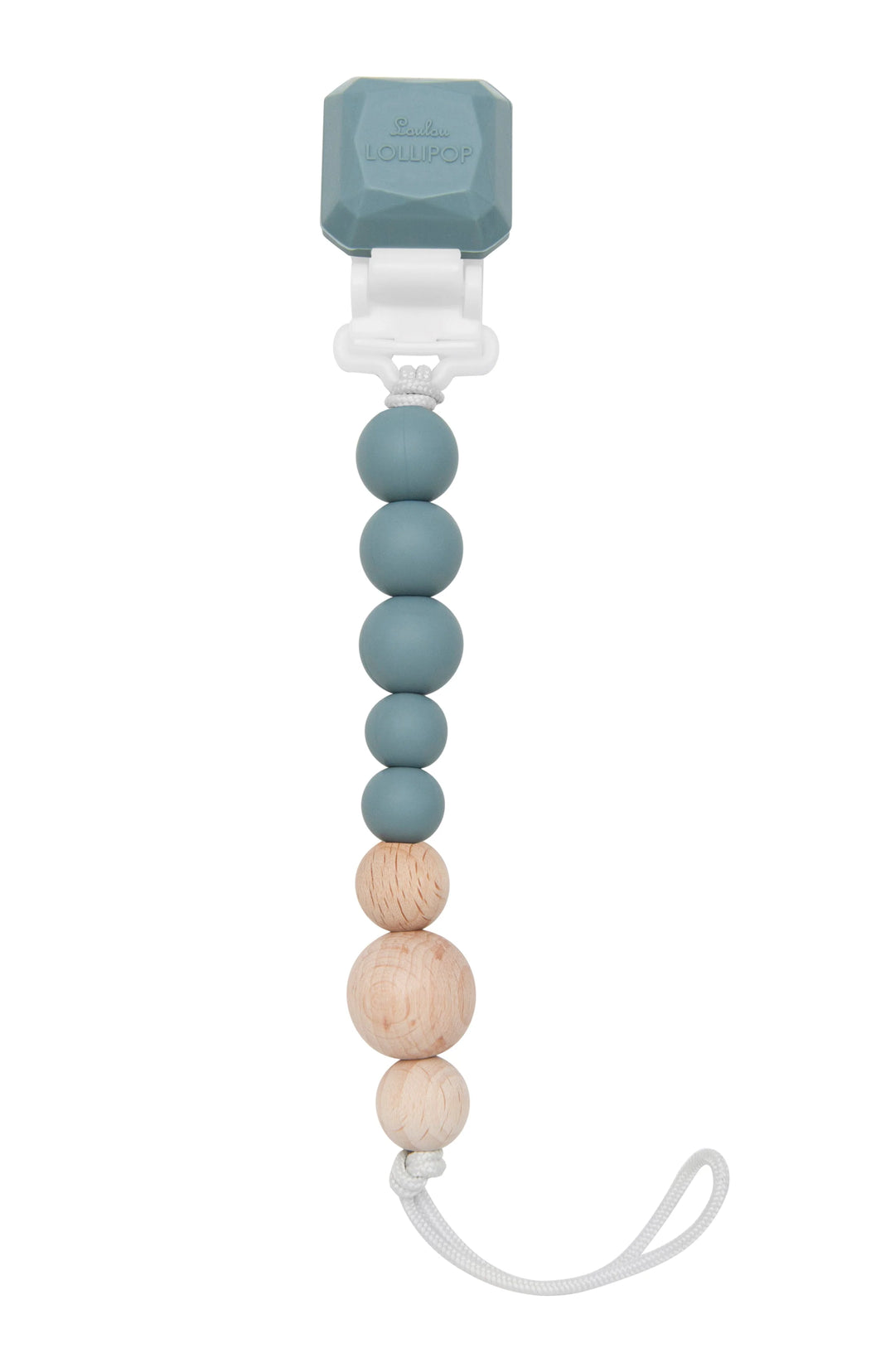 LouLou LOLLIPOP Colour Pop Silicone & Wood Pacifier Clip (Slate)