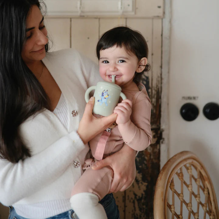Mushie Bluey Silicone Training Cup & Straw (Ivory)