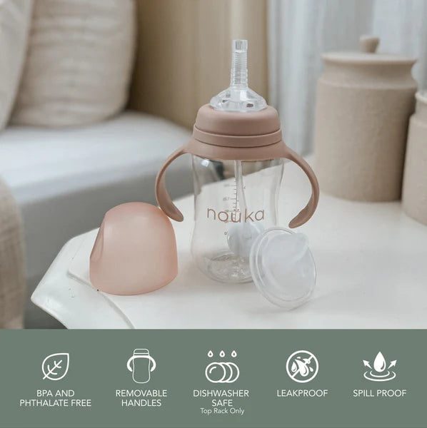noüka Transitional Sippy/Weighted Straw Cup (Moss)