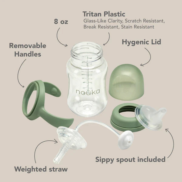 noüka Transitional Sippy/Weighted Straw Cup (Moss)