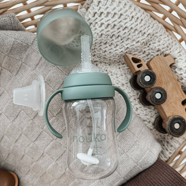 noüka Transitional Sippy/Weighted Straw Cup (Moss)