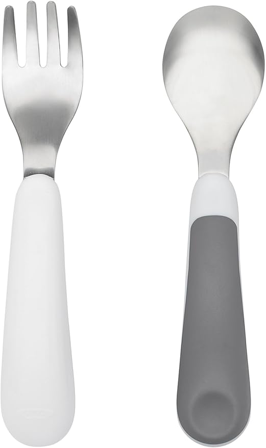 Oxo Tot On-the-Go Fork and Spoon Set (Grey)