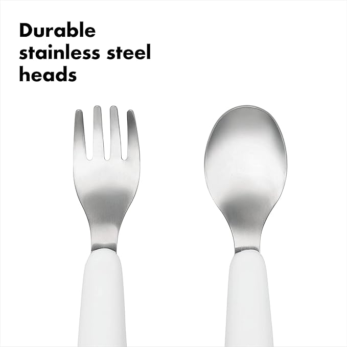 Oxo Tot On-the-Go Fork and Spoon Set (Grey)