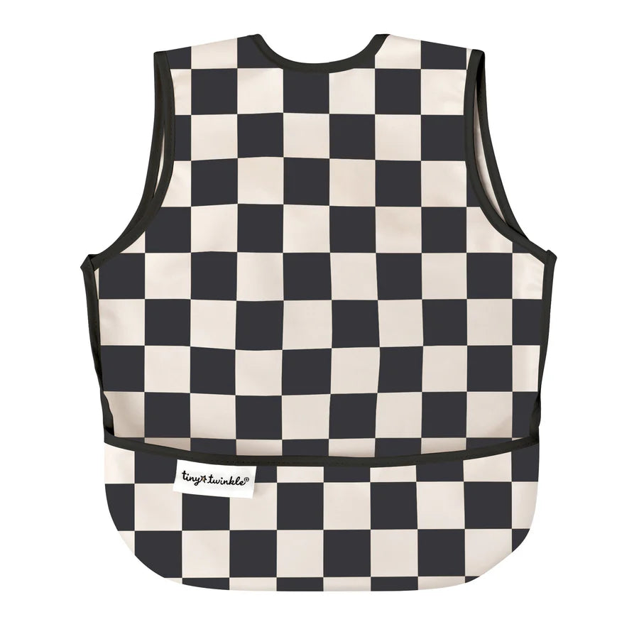 Tiny Twinkle Mess-Proof Apron Bib (Black Checkers)