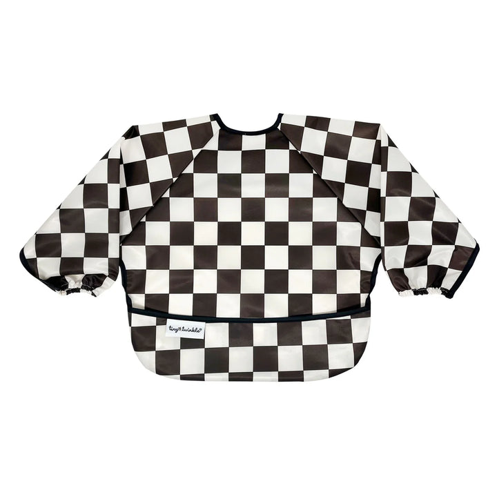 Tiny Twinkle Mess-Proof Full Sleeve Bib (Black Checkers)